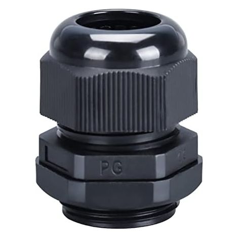 PG19-Kabelverschraubung aus Nylon, 25 Stück, elektrische Leitung, wasserdichter Kompressionsverbinder mit Kontermutter/Unterlegscheibe (schwarz)