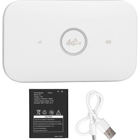 4G LTE Mobile Hotspot 300Mbps Portable WiFi Device Wireless Pocket Router Support 10 utilisateurs avec emplacement pour carte SIM pour Voyage Blanc (1/5)