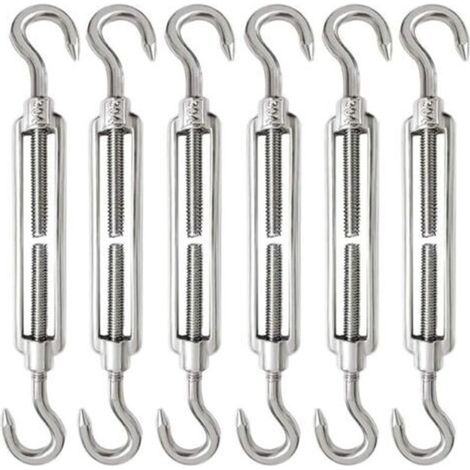 6 Pieces Cable Tensioner M6 Cable Tensioner Stainless Steel 304 Adjustable Turnbuckle Hook and Hook for Wire Tensioner Cable Steel Rope Hook Tensioner (1/5)