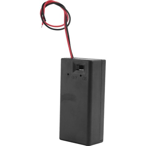 Boîtier de rangement en plastique noir pour paires de piles SBH-9V avec interrupteur et porte-piles. (1/5)