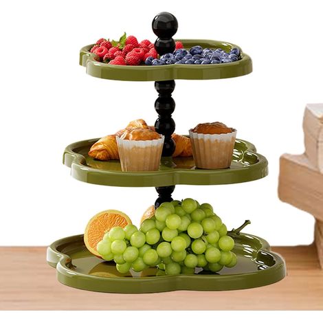 Ensemble de présentoirs de table à dessert, supports à pour  dessert, plateau à gâteau rétro à trois couches, plateau de service élégant pour goûter et buffets, 29 x 29 x 28,7 cm (1/5)
