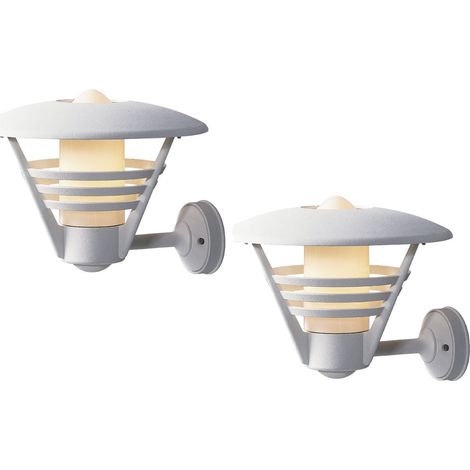 2er Set Außenwandleuchte, Laterne GEMINI weiß / Opalglas, Hausbeleuchtung modern (1/4)