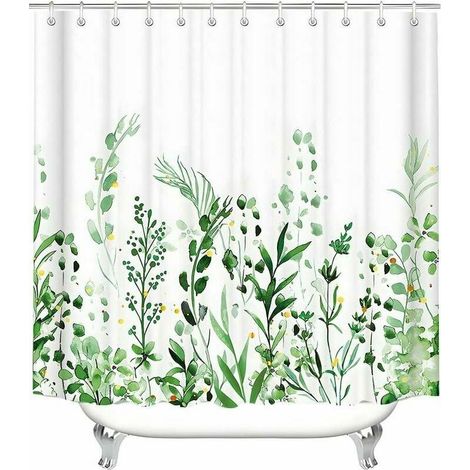 - Rideau de douche 180x200 anti-moisissure Textile Rideaux de douche, fleurs imperméable, ourlet lesté, rideau de bain en tissu polyester lavable pour salle de bain et baignoire avec 12 croche (1/5)