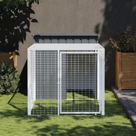 Poulailler avec courïŒEnclos Ă poulesïŒCage pour Animaux anthracite 110x201x110 cm acier galvanisĂ© DGBDF539186 (1/5)