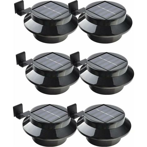 Set mit 6 solarbetriebenen LED-Leuchten für Dachrinnen, Zäune, Dächer, Gärten, Höfe und Wände, schwarz (1/5)