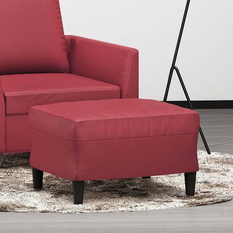 Repose-Pieds pour Salon ou Chambre - Tabouret Pouf Rouge bordeaux 60x50x41 cm Similicuir BV805545 - BonneVie (1/5)