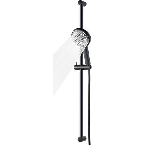 Barre Douche 100 cm, Colonne de Douche avec Pommeau de Douche, Douchette à Main avec 6 Types de Jets et Tuyau de 1.6 m, Noir (1/5)