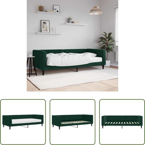 vidaXL Sofa mit Matratze - Tagesbett mit Matratze Dunkelgrün 90x200 cm Samt (1/5)