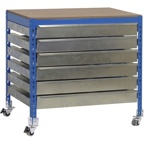 Mesa de Trabajo SIMONWORK con Ruedas bt5 box6 900 azul/madera (1/3)