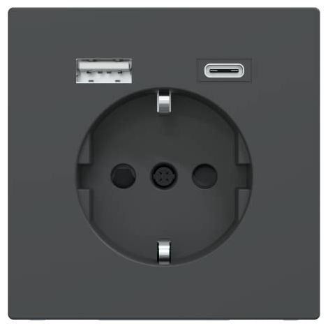 MERTEN MEG2367-6034 SCHUKO STECKDOSE MIT USB-LADEGERÄT TYP A UND TYP C 3,0 A, SYSTEM DESIGN, ANTHRAZIT