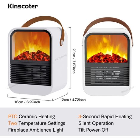 Chauffage électrique de type cheminée, radiateur soufflant, portable, pour usage domestique sur table (1/5)