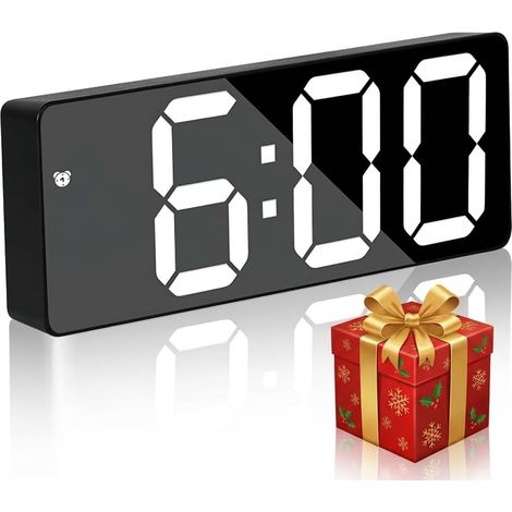 Reloj despertador digital LED silencioso, funciona con corriente eléctrica o pilas. Alarma gradual ajustable, ideal para el hogar y la oficina. Pantalla blanca. (1/5)
