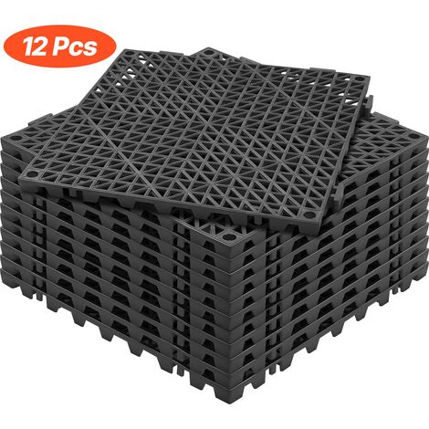 Dalles de sol emboîtables, lot de 12, 30 x 30 x 1,5 cm, noires Vevor (1/5)