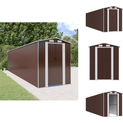 Geräteschuppen Dunkelbraun 192x772x223 cm Verzinkter Stahl - Geräteschuppen - Gartenhaus - Werkzeuglager - Außenschuppen - Metallschuppen (1/5)