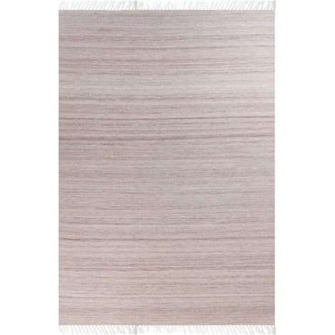 Tapis Rouge Clair en Matière Synthétique 160 x 230 cm Fait Main avec Franges Malhia