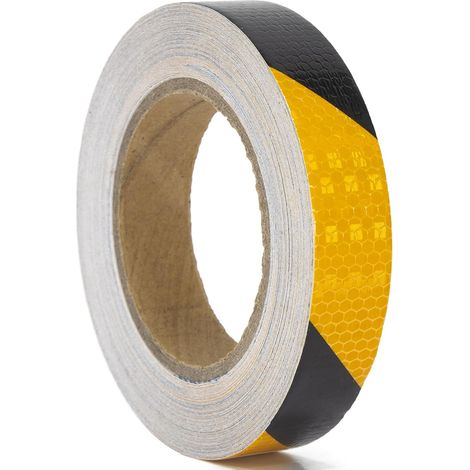 Ruban adhésif réfléchissant Jaune et Noir - 20 m x 2.5 cm - Étanche - Ruban d'avertissement - Conspicuous pour véhicules, remorques, extérieur (1/5)