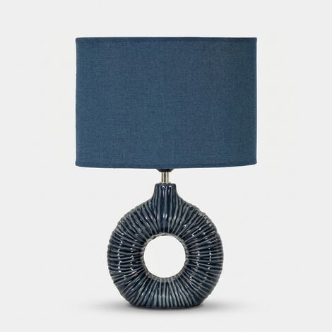 Lampada da tavolo in ceramica con paralume Seta - Blu (1/5)