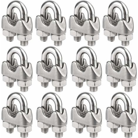 Attaches pour câbles métalliques M3, Serre-câbles étrie, U Boulon Clip de câble en Acier Inoxydable de 3mm de Diamètre, Lot de 12 (1/5)