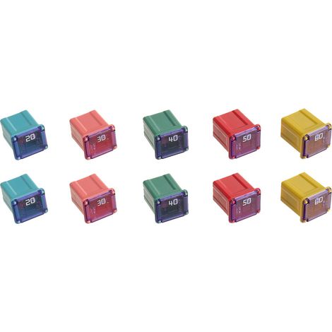 10 Stück Low Jcase Kfz-Sicherungsblocksicherungen für LKWs, PKWs und SUVs (20A/30A/40A/50A/60A, je 2 Stück)
