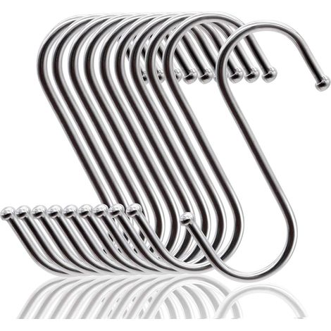 [NIE BENUTZT]S-Haken (20 Stück), Multifunktions-Metallhaken für Küche, Bad, Schlafzimmer, Büro, Garten (Silber) (Mittel) (1/4)