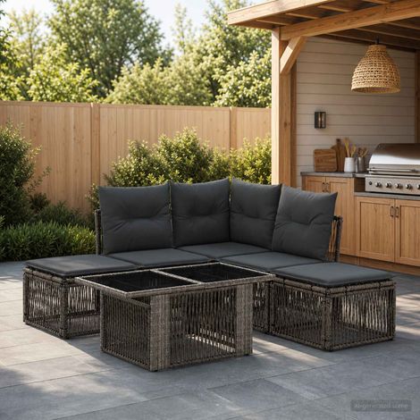 vidaXL Conjunto de sofás de jardín 6 uds. Gris ratán sintético (1/5)