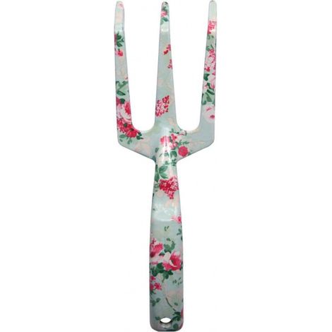 ESSCHERT DESIGN HANDHARKE MIT ROSENDRUCK, AUS METALL, 23 CM LANG, 7,5 CM BREIT, 3 HAKEN, GARTENWERKZEUG, HANDHARKE, GARTENHARKE,
