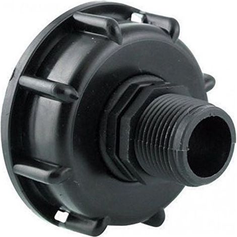 Raccord PEHD Noir S60x6 Vers 3/4 Pouce Pour Cuve IBC 1000L Avec Mamelon Et Joints Intégrés Raccordement Tuyau Arrosage Facile (1/4)