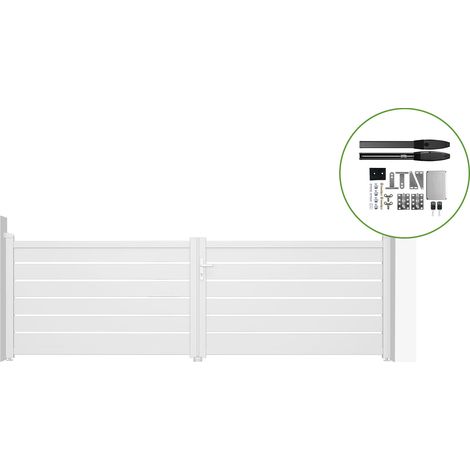 Puerta batiente automática blanca VOGEL 400 x 120 + motor HICKER B200 (1/4)