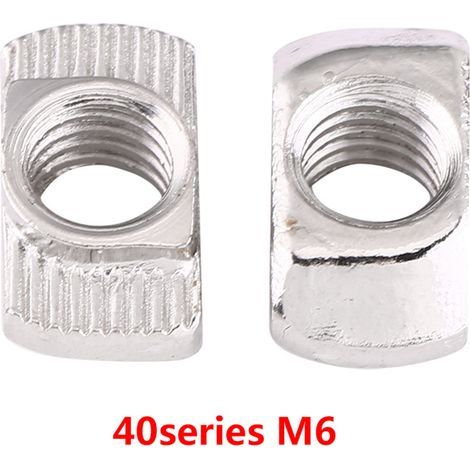 Hammerkopfmutter aus vernickeltem Kohlenstoffstahl für Aluminiumprofile, T-Nut, EU40 Abmessungen M619.58, robuste Befestigung. (1/2)
