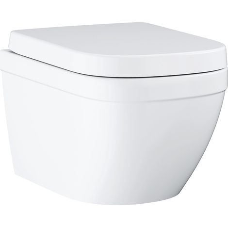 Euro-Keramik-Kompakt-Wand-WC, spülrandlos mit Fallbremsdeckel (Eurocompact)