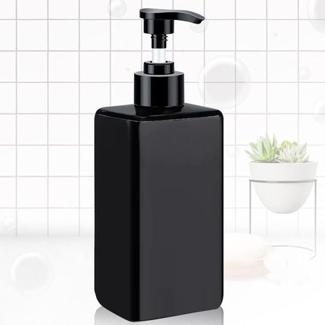 Schwarzer Seifenspender (450 ml), nachfüllbar, mit praktischer Pumpfunktion, für die Küche. (1/4)