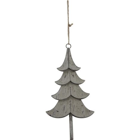 Large Rustic Hanging Tree Decoration - Metal - L2 x W11 x H23 cm - Brown