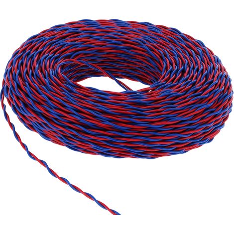 Câble électrique isolé en polychlorure de vinyle RVS-2 x 1 de 100 m, calibre 56, rouge et bleu, pour raccordement électrique 300 V CA. (1/5)