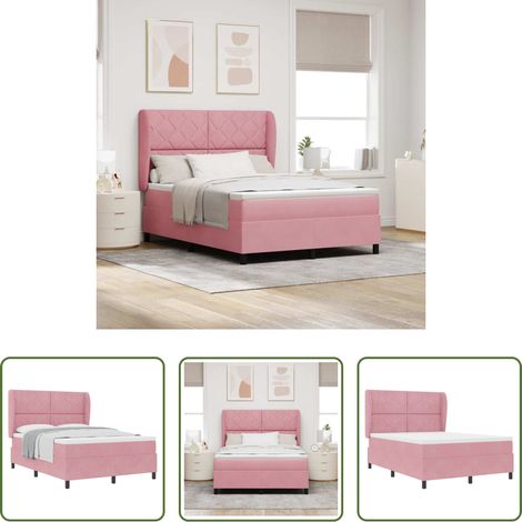 vidaXL Lit à ressorts avec tête de lit Rose 200 x 160 cm Velours (1/5)