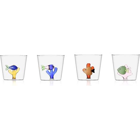 Lot de 4 Tumbler assortis Collection Marine Garden, 35 cl, verre borosilicate, fait main (1/5)