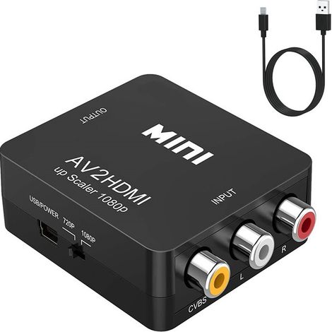 Adaptateur RCA vers HDMI - Zamus - Mini AV - 1080P - Compatible PS2 et Wii - Noir (1/4)
