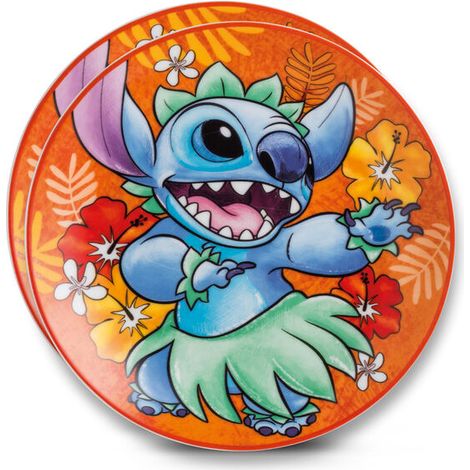Disney set 2 piatti dessert Stitch porcellana blu 19 cm