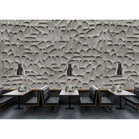 Papier peint panoramique restaurant & salle à manger Tapisserie panoramique 3D gris trompe l'œil Papier peint panoramique béton à motif de formes (1/3)