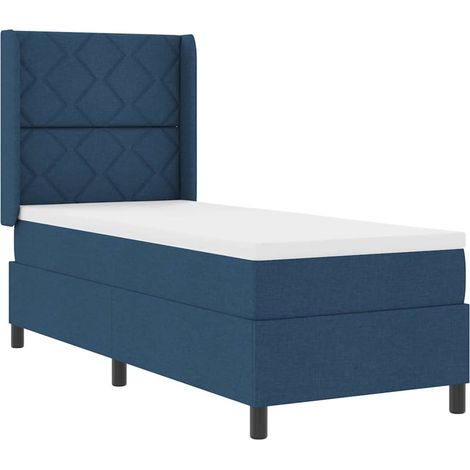 Cama tipo Box Spring con cojín Manual Azul 200 x 80 cm tela vidaXL (1/5)