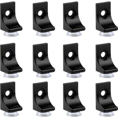 Set of 12 glass shelf brackets with suction cups, corner shelf brackets for furniture, cabinets, wine cabinets (set of 12, rectangular) (1/5)