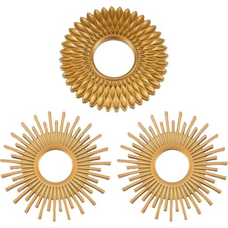 Lot de 3 miroirs dorés muraux - Miroirs décoratifs pour la décoration de votre chambre et de votre maison (1/5)
