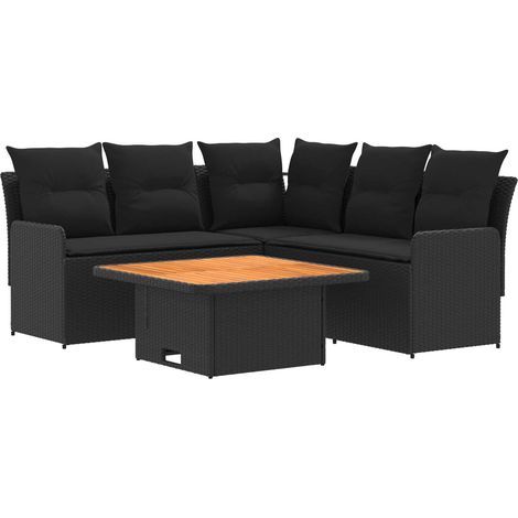 Furniture Sets with Pillow 4 pcs Black PE Rattan vidaXL (1/5)