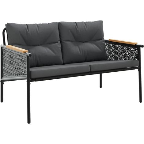 Banc de jardin,Banquette de jardin,Chaise avec coussins 116 cm noir acier CFW85778 (1/5)