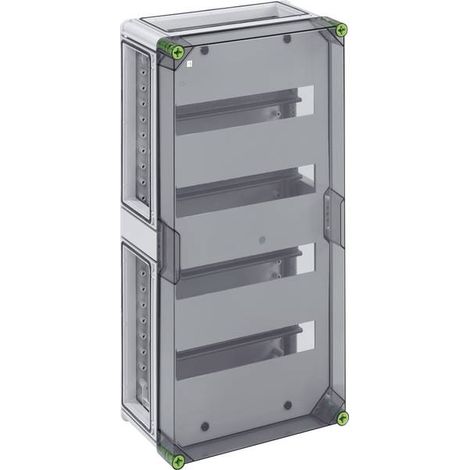 Spelsberg Custodia per interruttori automatici, trasparente, grado di protezione IP65, 56 TE, resistenza agli urti IK08, classe di protezione II, tensione nominale di isolamento 400V AC, senza alogeni