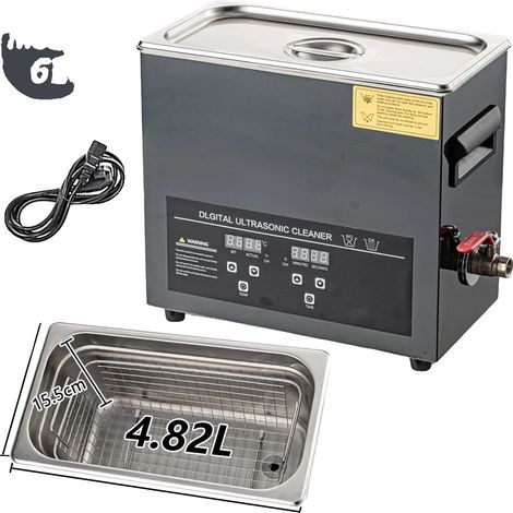 Limpiador ultrasónico, panel de control digital, ajustes de temperatura regulables, 6 L - 180 W - 220 V (1/2)