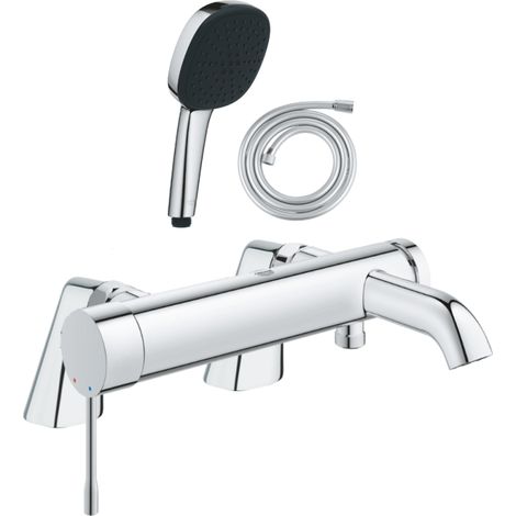 Pack mitigeur bain douche mécanique GROHE Essence + douchette carré  2 jets + flexible