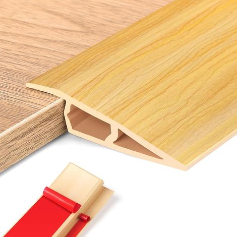 Barre de Seuil PVC, Seuil de Porte, Profilés de Réglage en Hauteur en Vinyle,Rattrapage Niveau pour Hauteur du Seuil, Rampe de Seuil Bandes (Grain de Bois Clair, 510mm(H),1M(L)) (1/5)
