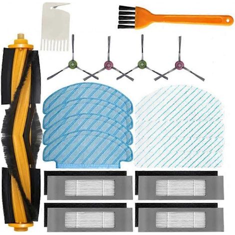 Pièces détachées compatibles avec les aspirateurs robots Yeedi Vac Hybrid/Vac Max/Vac 2/Vac 2 Pro/Vac Station : brosse latérale principale, filtre HEPA et chiffon de nettoyage. (1/4)
