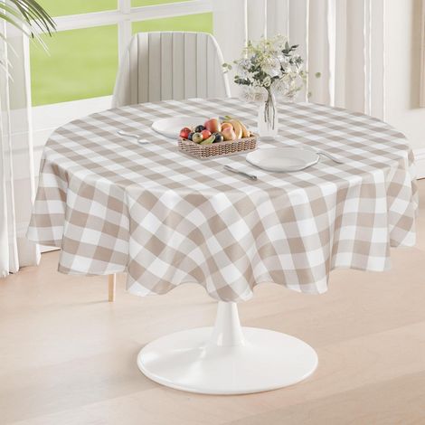 Nappe à carreaux Ronde 180cm Lavable Imperméable pour Outdoor & Indoor