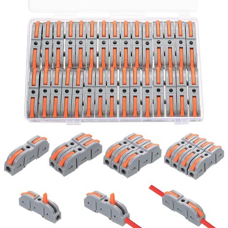 30 Pièces Connecteurs de Câbles, Bornes à Levier Réutilisables, Blocs de Jonction Rapides, Connecteurs Électriques pour Câblage Auto et Maison (2-6 Pôles) (1/5)